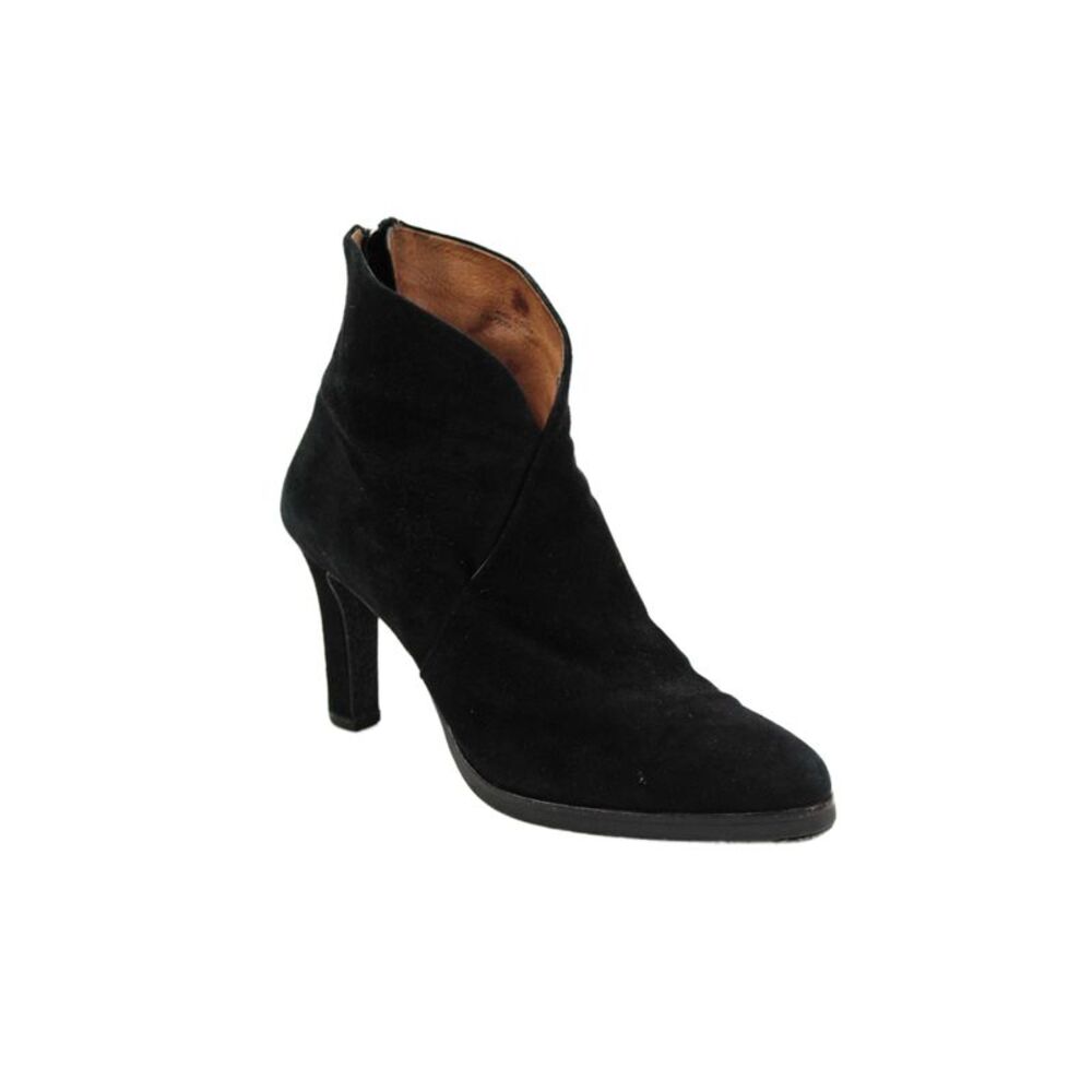 Lola Cruz Womens Suede Zip Up Pointed Toe Ankle Boots Black Size 39 9